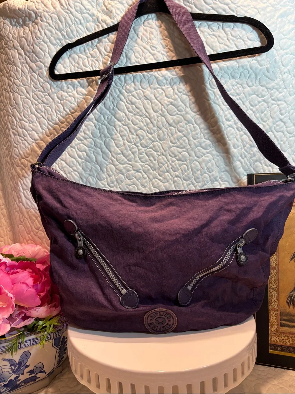 ✔️Kipling Purple Nylon Hobo Shoulder Bag